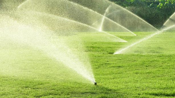 Professional sprinkler system watering lawn in Plano Texas