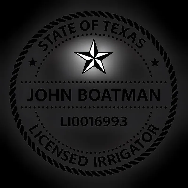 Texas TCEQ Licensed Irrigator seal